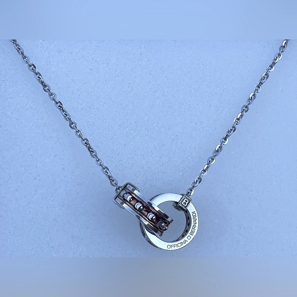 Officina Bernardi .925 Sterling Silver & Copper Dual Ring Necklace